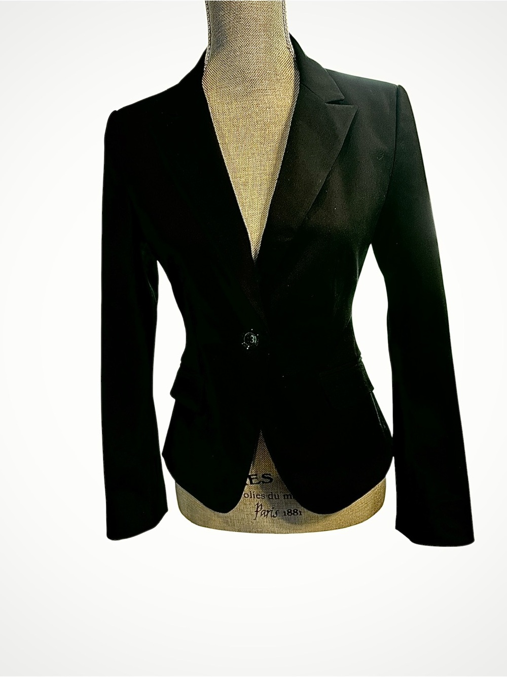 Vintage Express Design Studio Black Single Button Blazer Jacket Size 4